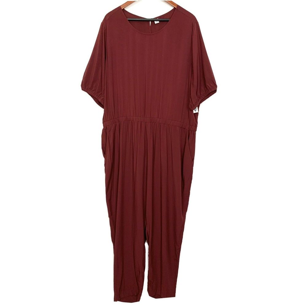 Old Navy Burgundy Short Sleeve Pocket Jumpsuit XXL